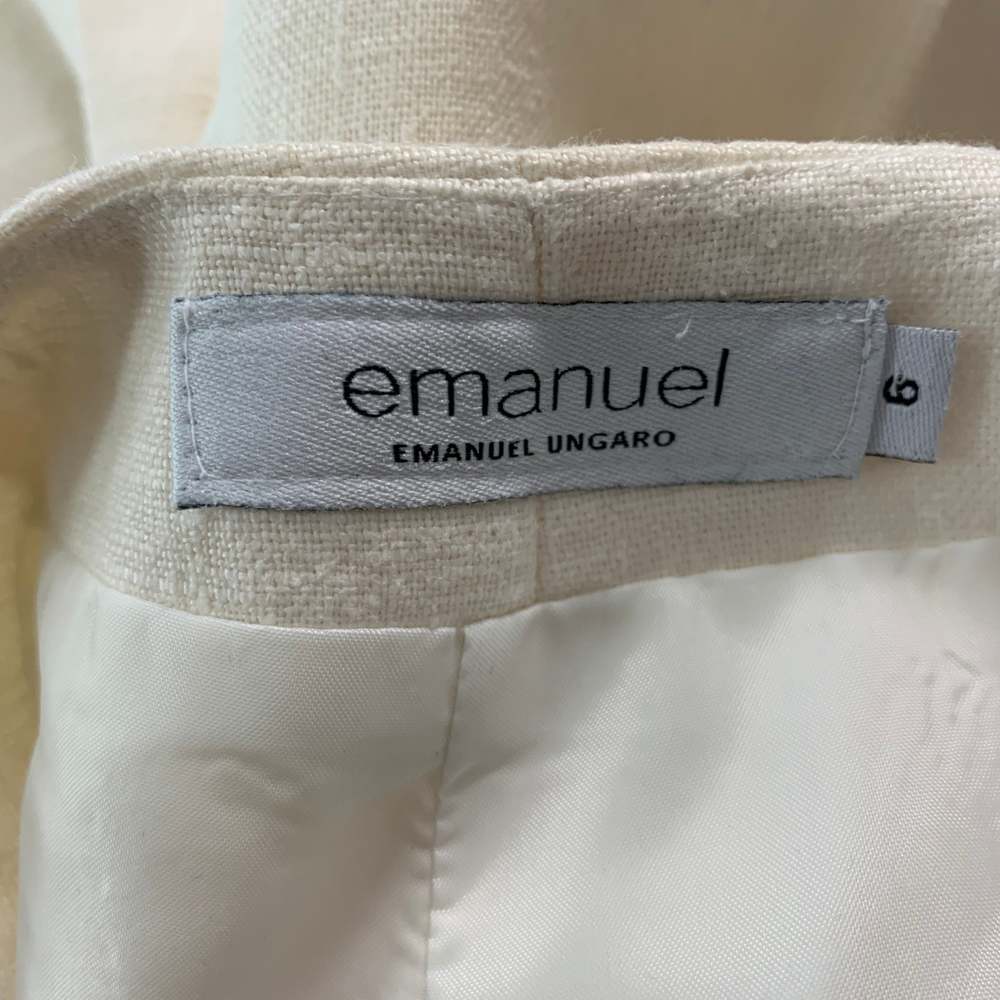 EMANUEL UNGARO Cream Linen Nautical Dress Pants - Picture 4 of 5